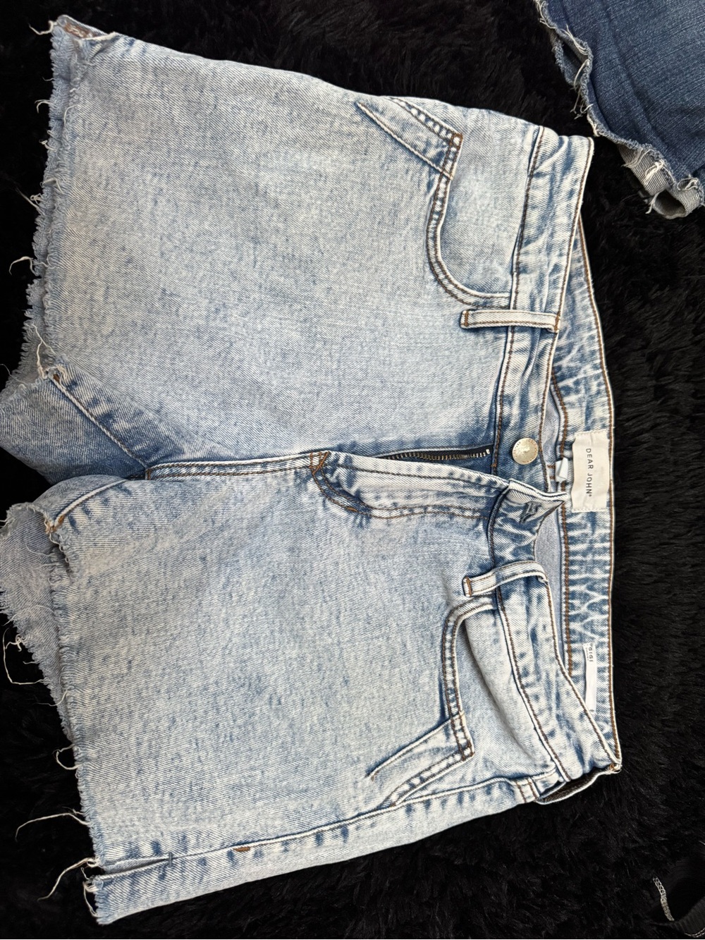 Dear John Light Blue High-Rise Denim Shorts